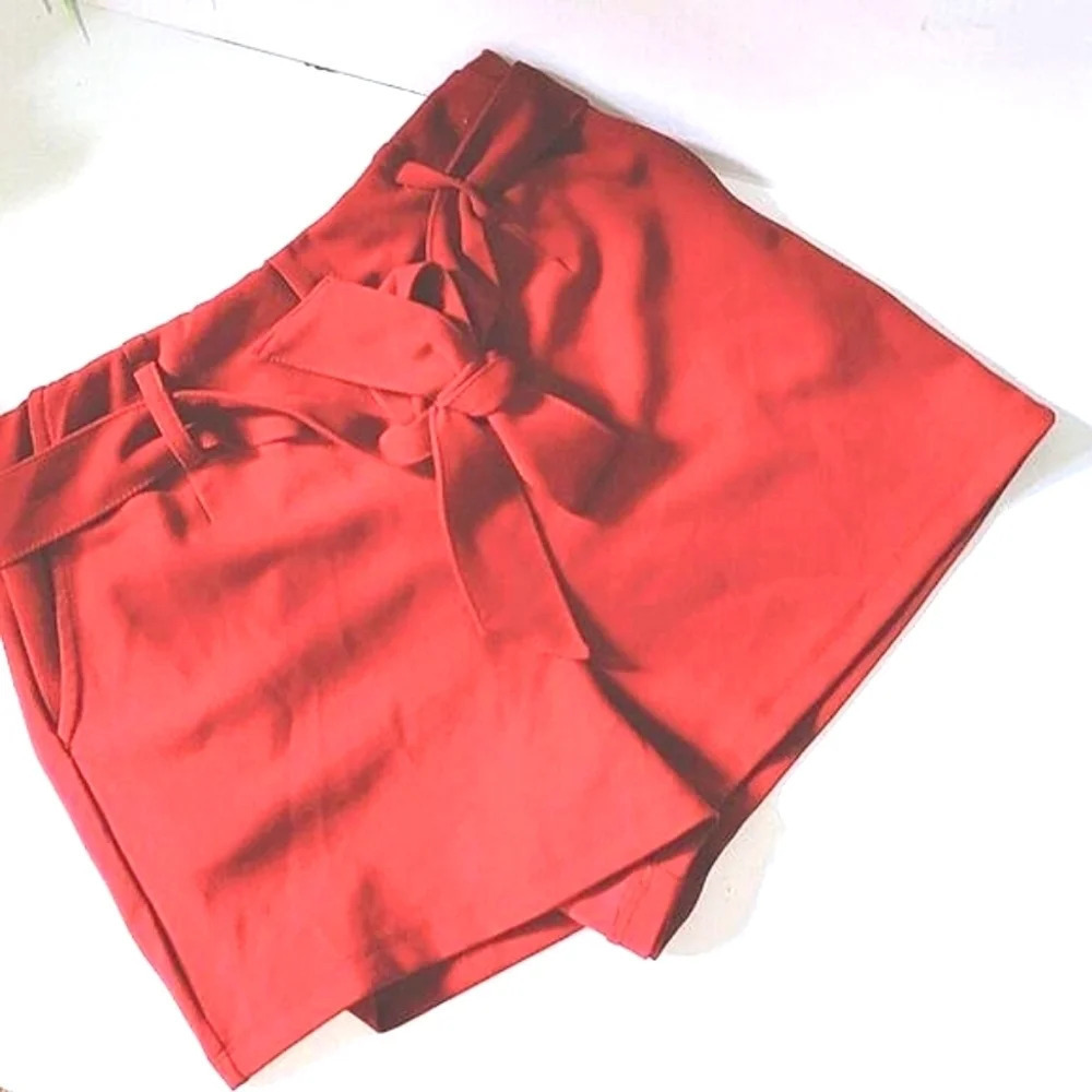 Red high rise shorts